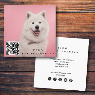 Pet Dog Influencer Foto QR Code Social Media Quadratische Visitenkarte