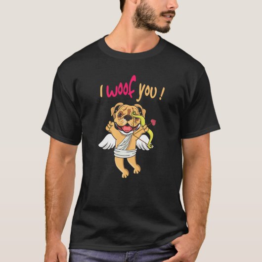 Pet Dog Lover Barking Cupid Hearts Day Happy Valen T-Shirt (Vorderseite)