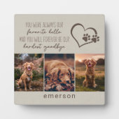 Pet Dog Memorial Beige Linen Foto Collage Fotoplatte (Vorderseite)