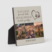 Pet Dog Memorial Beige Linen Foto Collage Fotoplatte (Vorderseite)