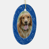 Pet Dog Memorial Blue Oval Foto Weihnachten Kerami Keramik Ornament (Rechts)