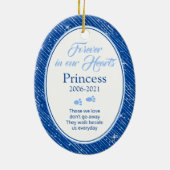 Pet Dog Memorial Blue Oval Foto Weihnachten Kerami Keramik Ornament (Hinten)