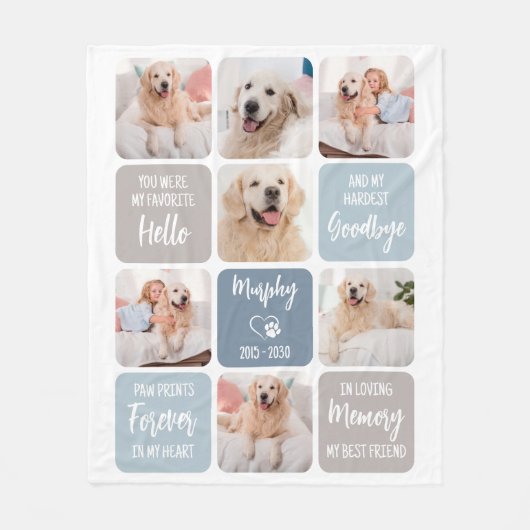 Pet Dog Memorial Favorit Hallo Custom 7 Bild Fleecedecke (Vorderseite)
