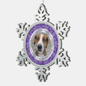 Pet Dog Memorial Foto Weihnachten Lila Silber Schneeflocken Zinn-Ornament (Rechts)