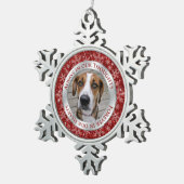 Pet Dog Memorial Foto Weihnachten Roter Silber Schneeflocken Zinn-Ornament (Rechts)