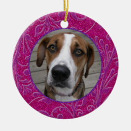 Pet Dog Memorial Pink Lila Foto Weihnachten Keramikornament