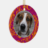 Pet Dog Memorial Pink Orange Foto Weihnachten Keramikornament (Rechts)
