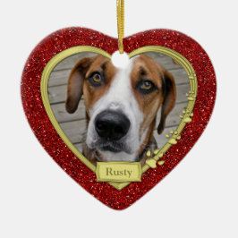 Pet Dog Memorial Rotes Foto Herbst Weihnachten Keramik Ornament