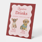 Pet Dog Valentine Signature Drink wedding sign Sockelschild (Vorderseite)
