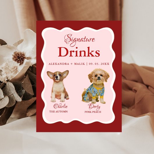 Pet Dog Valentine Signature Drink wedding sign Sockelschild