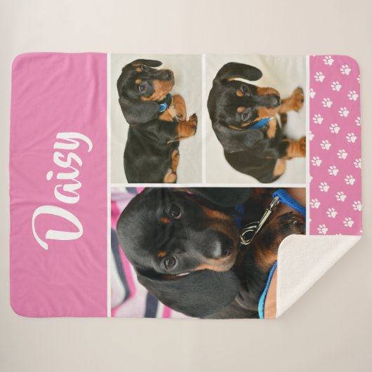 Pet-Dogenname für individuell anpassbare Fotocolla Sherpadecke (Vorderseite (Horizontal))