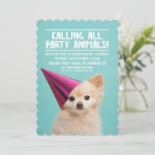 PET DOG'S PUPPY PARTY FOTO INVITE EINLADUNG (Stehend Vorderseite)