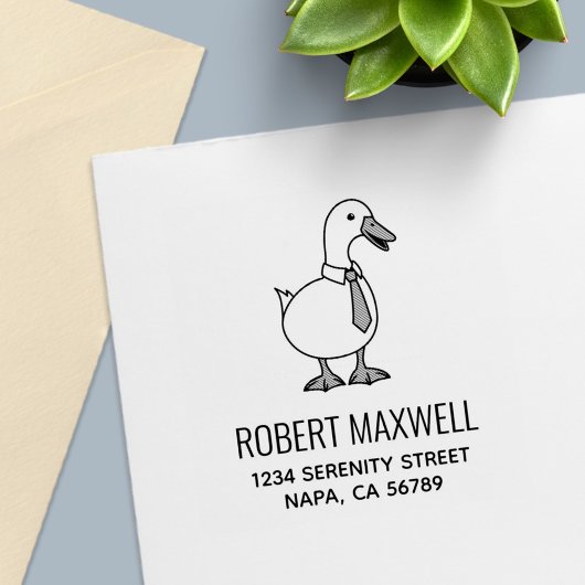 Pet Duck Goose Necktie Return Address Permastempel