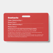 Pet Emergency Information Card v5 Ausweis (Rückseite)