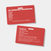 Pet Emergency Information Card v5 Ausweis (Vorder- & Rückseite)