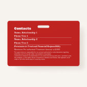 Pet Emergency Information Card v5 Ausweis (Rückseite)