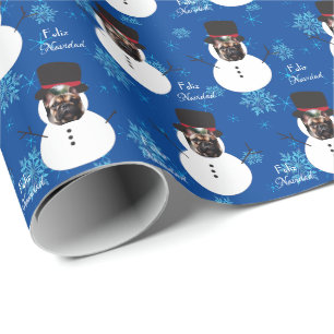 Pet Face Snowman Frohe Weihnachten in spanischem W Geschenkpapier