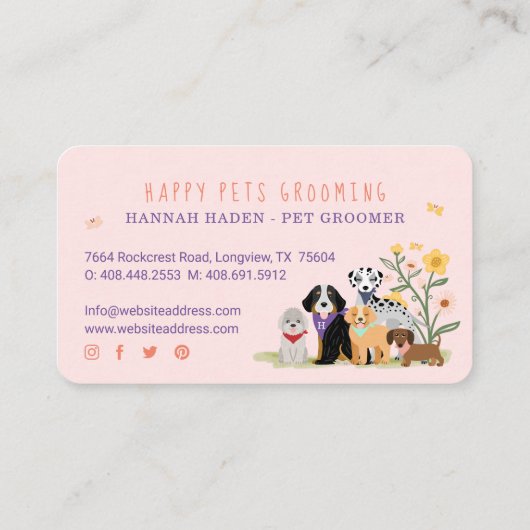 Pet Family Pet Care & Grooming Paw Print Loyalty Visitenkarte (Rückseite)