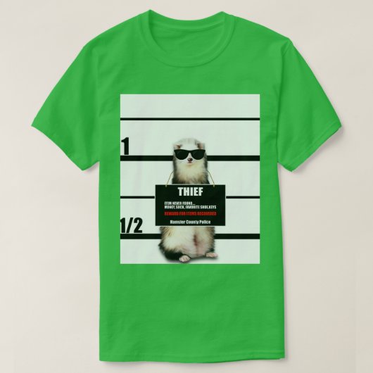 Pet Ferret Funny Dieb Mugshot Ferret Lover Geschen T-Shirt (Design vorne)