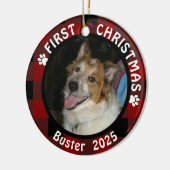 Pet FIRST CHRISTMAS 2-seitig 2-Foto Buffalo Karo Keramikornament (Links)