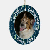 Pet First CHRISTMAS Blue Green Trees Keramik Ornament (Rechts)