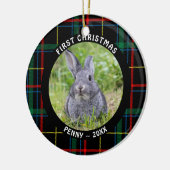 Pet First CHRISTMAS Foto Kariert Personalisiert Keramik Ornament (Links)