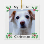 Pet First Christmas Foto Keramikornament (Rückseite)