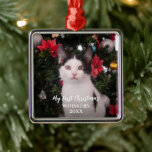 Pet First Christmas Modern Ornament Aus Metall<br><div class="desc">Feiern Sie Ihr erstes Weihnachtsfest mit Ihrem Haustier mit diesem modernen Ornament.</div>