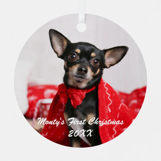 Pet First Christmas Ornament Aus Metall (Vorderseite)