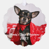 Pet First Christmas Ornament Karte (Vorderseite)