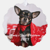 Pet First Christmas Ornament Karte (Rückseite)