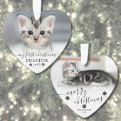 Pet First Christmas Script Cat Foto Herz Ornament