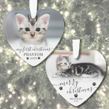 Pet First Christmas Script Cat Foto Herz