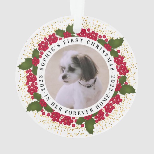 Pet Forever Zuhause Erste Weihnachtsfeier Ornament (Rückseite)