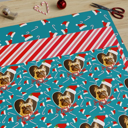 Pet Foto Aquamarine Weihnachtswrapping Papier Blät