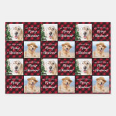 Pet Foto Buffalo Kariert Dog Woof Frohe Weihnachte Geschenkpapier Set (Vorderseite 2)