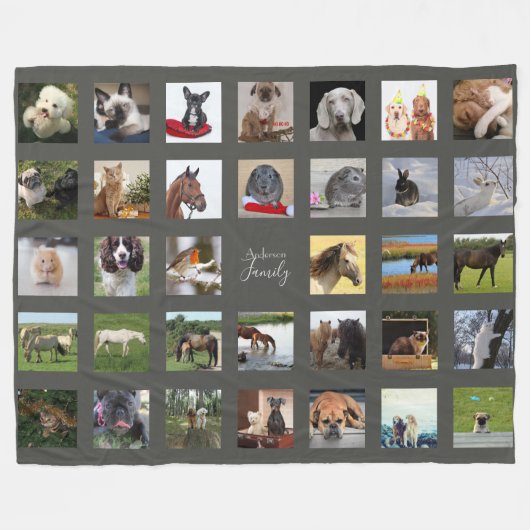PET-Foto Collage Blanket - Keepake/Memorial Grau Fleecedecke (Vorderseite (Horizontal))