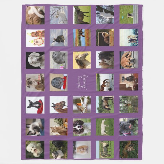 PET-Foto Collage Blanket - Keepake/Memorial Purpur Fleecedecke (Vorderseite)
