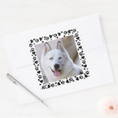 Pet-Foto-Dog-Paw-Drucke in Herz-Rahmen anpassen Quadratischer Aufkleber (Umschlag)