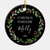 Pet Foto Erste Weihnachten in New Zuhause Schwarz- Keramik Ornament (Vorne)