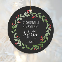 Pet Foto Erste Weihnachten in New Zuhause Schwarz- Keramik Ornament