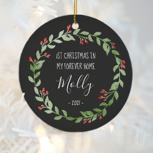 Pet Foto Erste Weihnachten in New Zuhause Schwarz- Keramik Ornament