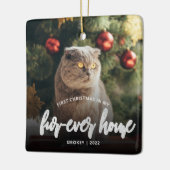 Pet Foto Erste Weihnachtsfeier Forever Zuhause Sil Keramikornament (Links)