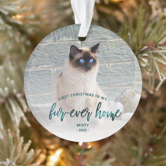 Pet Foto Erste Weihnachtsferien Forever Zuhause Aq Ornament (Baum)