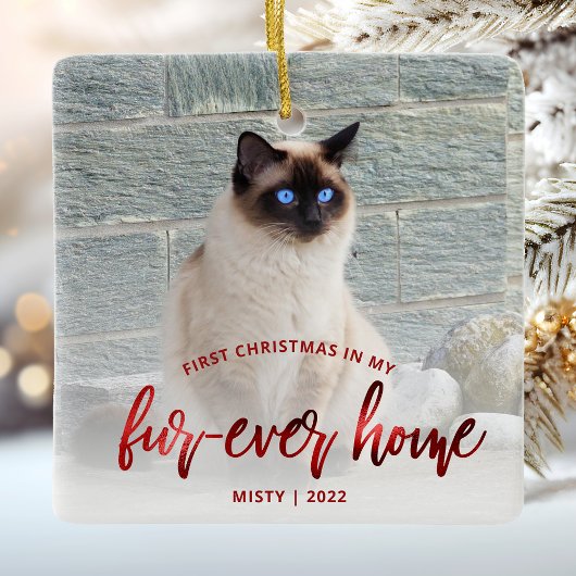 Pet Foto First Christmas Forever Zuhause Red Keramikornament