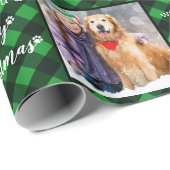 Pet Foto Green Buffalo Kariert Woof Frohe Weihnach Geschenkpapier (Rolleneckpunkt)