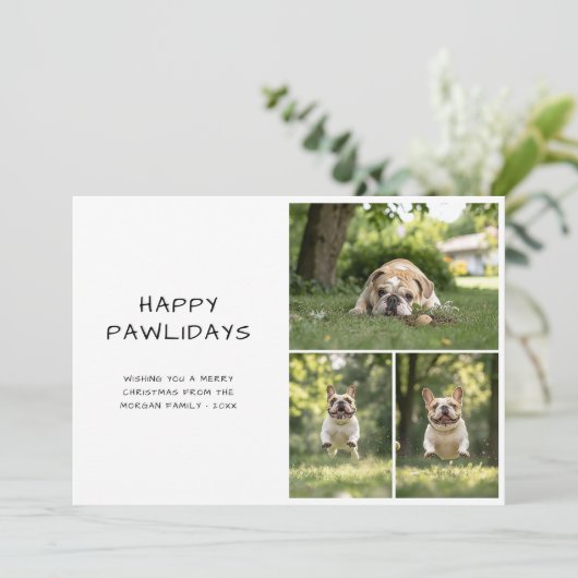 Pet Foto Happy Pawlidays Funny BullDog Weihnachten (Stehend Vorderseite)