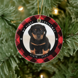 Pet Foto "Mein erstes Weihnachten" Karierte Weihna Keramik Ornament