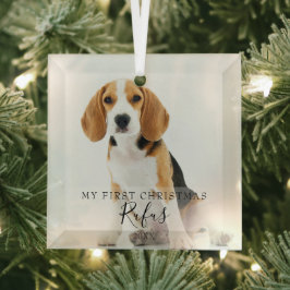 Pet Foto Modernes Drehbuch Mein erstes Weihnachtsf Ornament Aus Glas