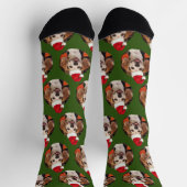 Pet Foto Pattern Forest Grün Weihnachten Socken (Oben)